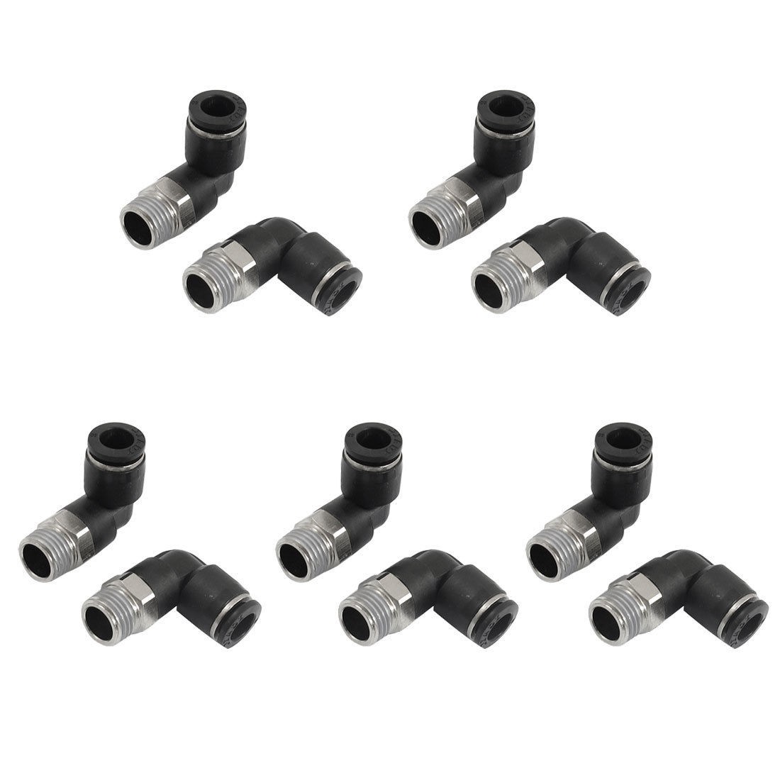 10 Pcs Pneumetic 8mm to 1/4" PT Male Thread One Touch Elbow Quick Fittings