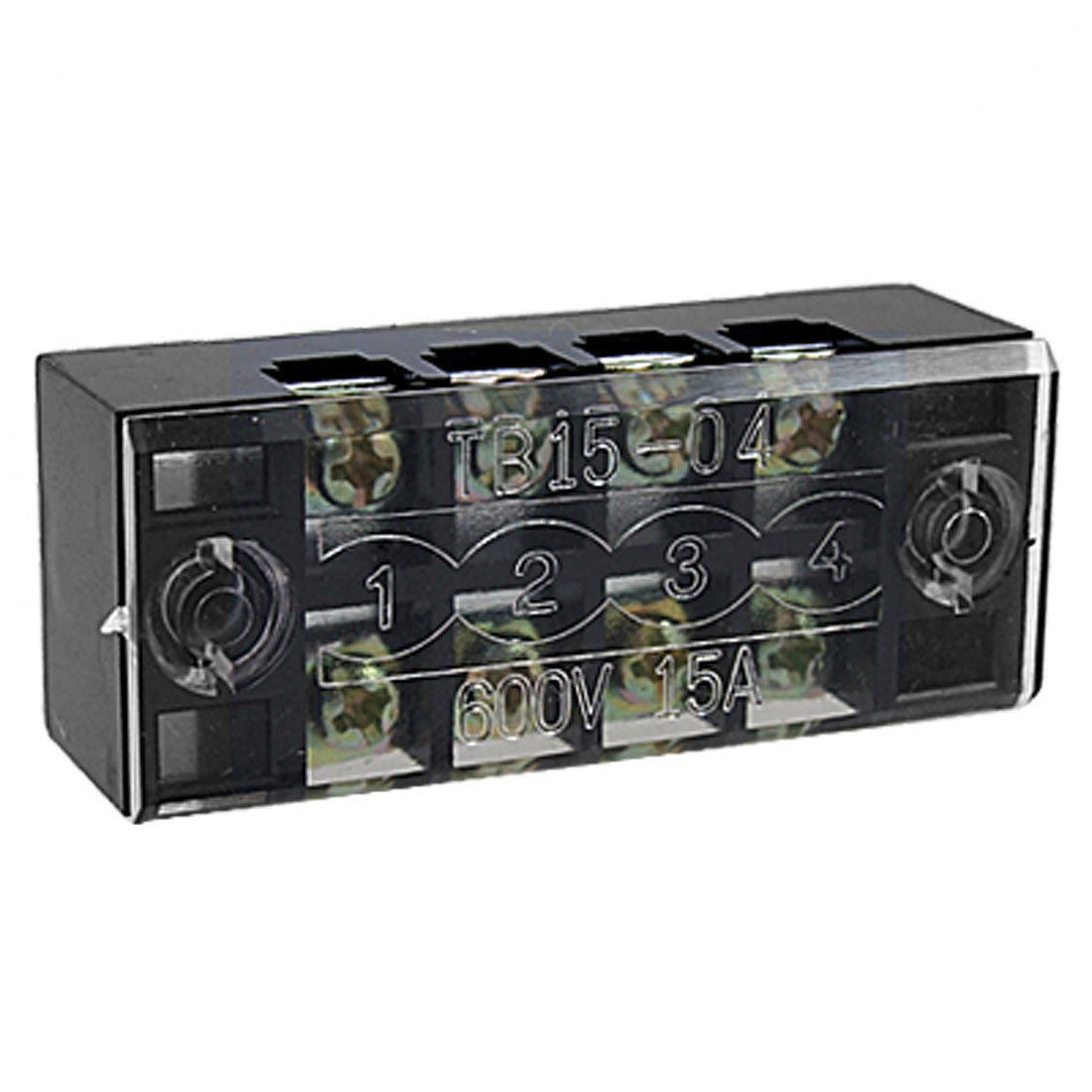 15A 600V Double Row Covered Screw Terminal Barrier Block