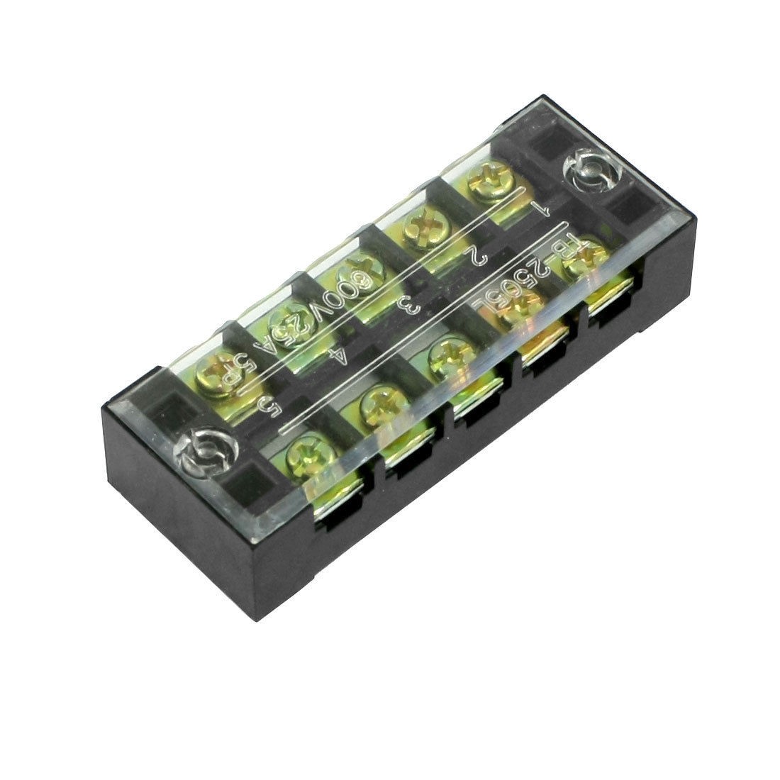 600V 25A 5 Position Screw Terminal Covered Barrier Strip Xynzy