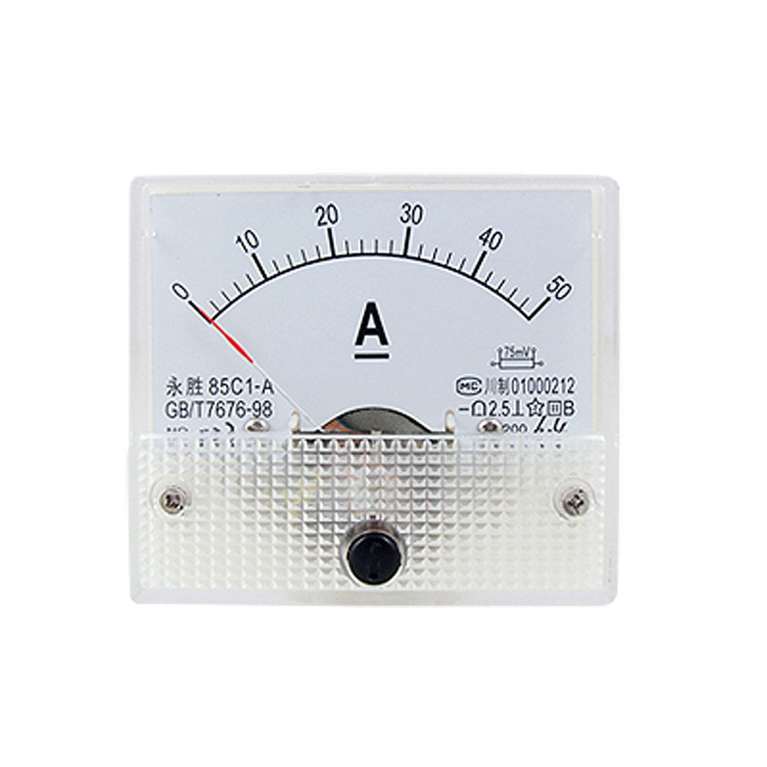 85C1 DC 0-50A Rectangle Analog Panel Ammeter Gauge