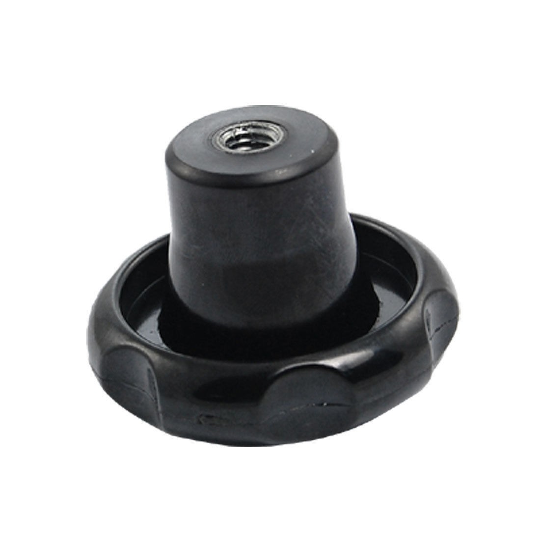 8mm Female Thread Dia Screw On Type Corrugated Knob Blk
