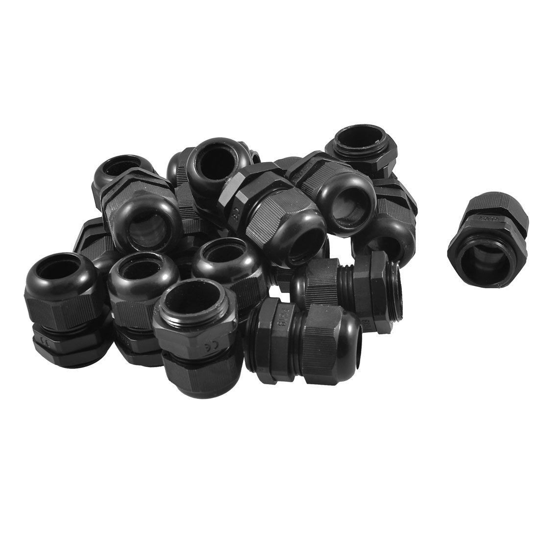 20 Pcs Black Plastic Waterproof Connector PG19 12-15mm Diameter Cable Gland
