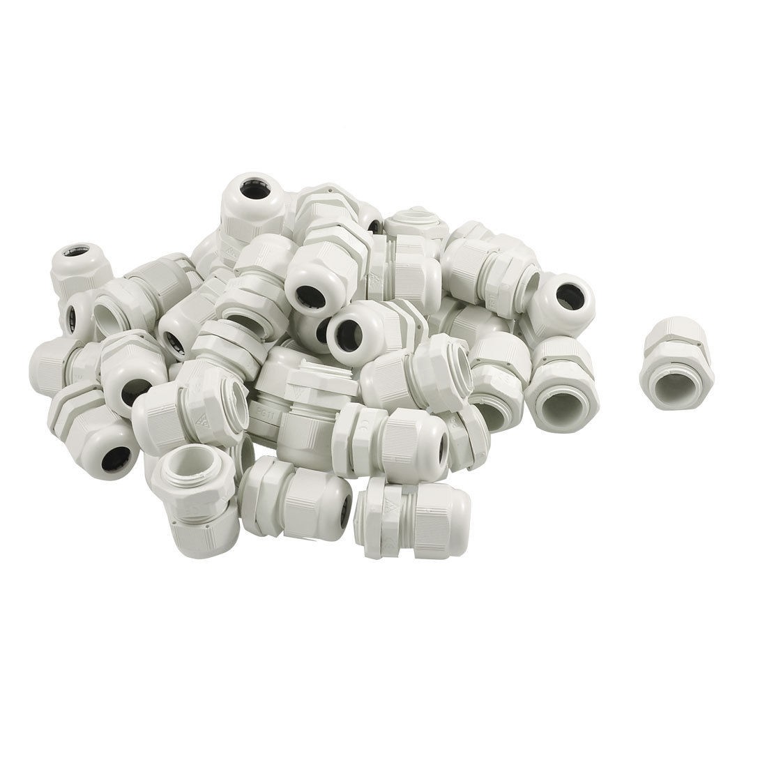 50 Pcs PG11 18mm Thread Diameter IP67 Waterproof White Cable Gland Fastener