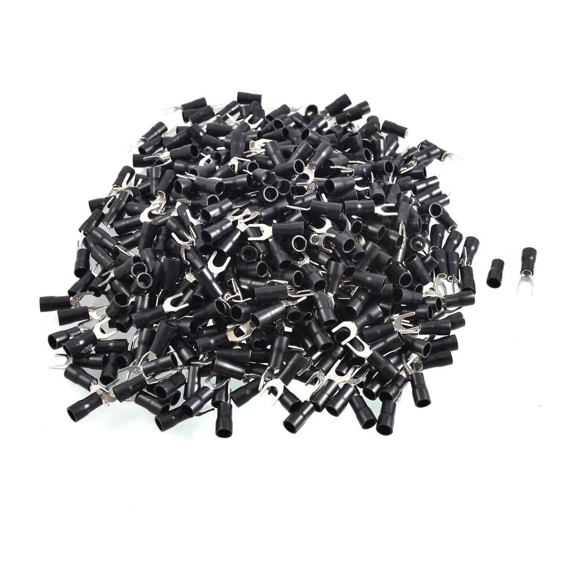 500 Pcs SV3 5 5 AWG 14 12 Black Pre Insulated Fork Terminals Connector