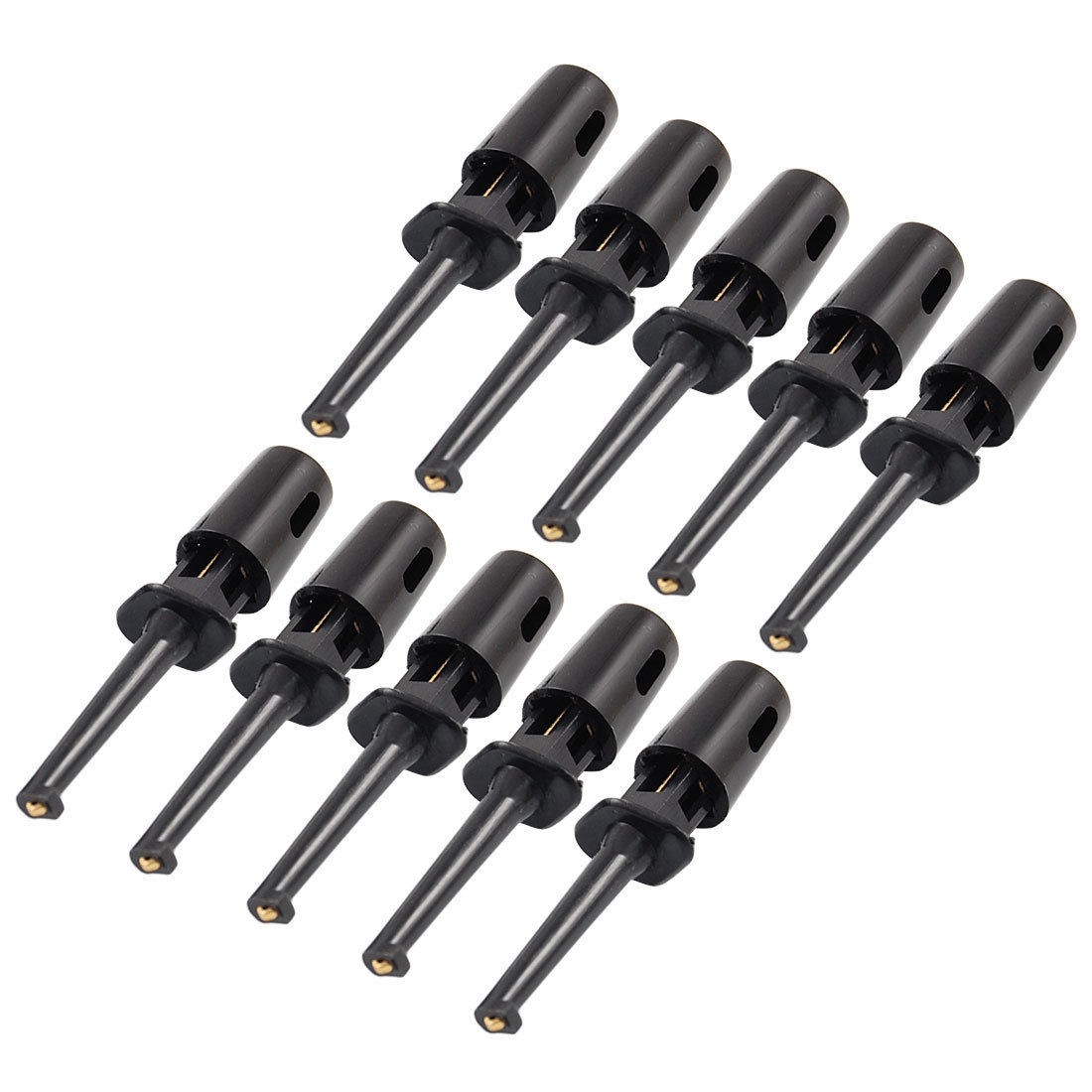 10 x Black Plastic Multimeter Test Cable SMD IC Hook Clip Grabbers 1.6"