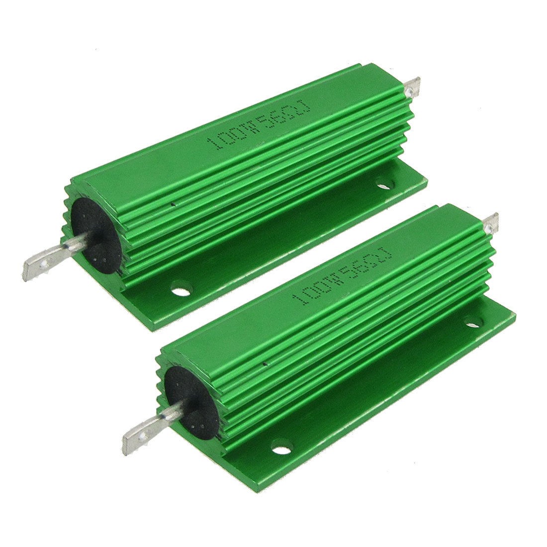 2 Pcs Green Aluminum Housed Wirewound Resistors 100W 56 Ohm 5%
