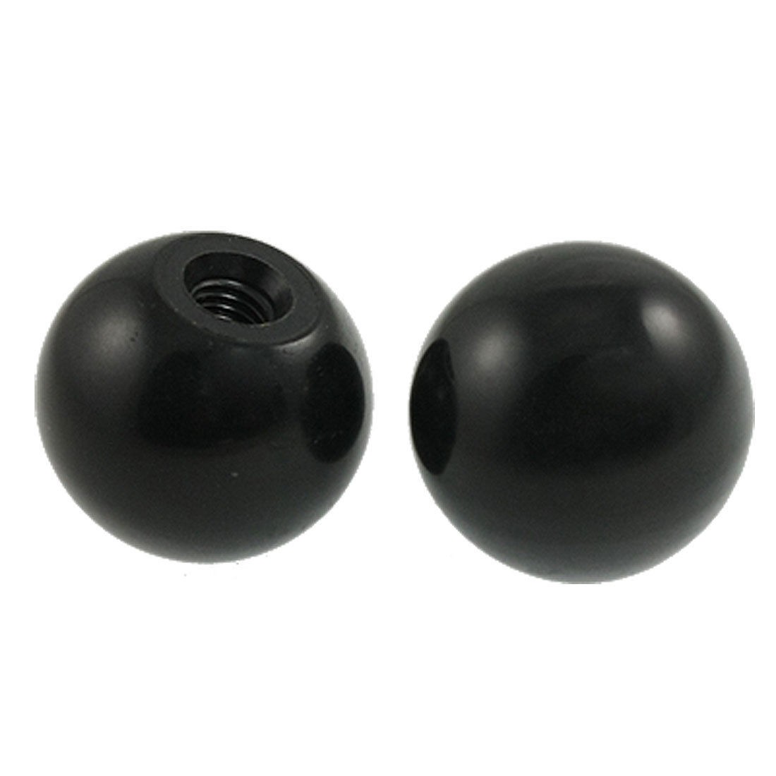 2 Pcs Black Round Plastic M7 Thread 32mm Dia Ball Lever Knobs