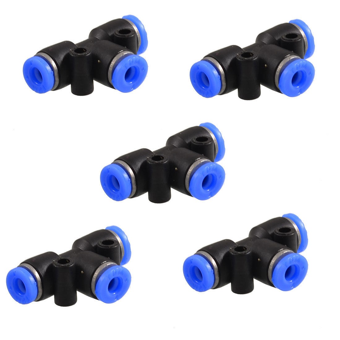 5 Pcs 4mm to 4mm 3 Ways Push in One Touch Tee Shaped Quick Fittings