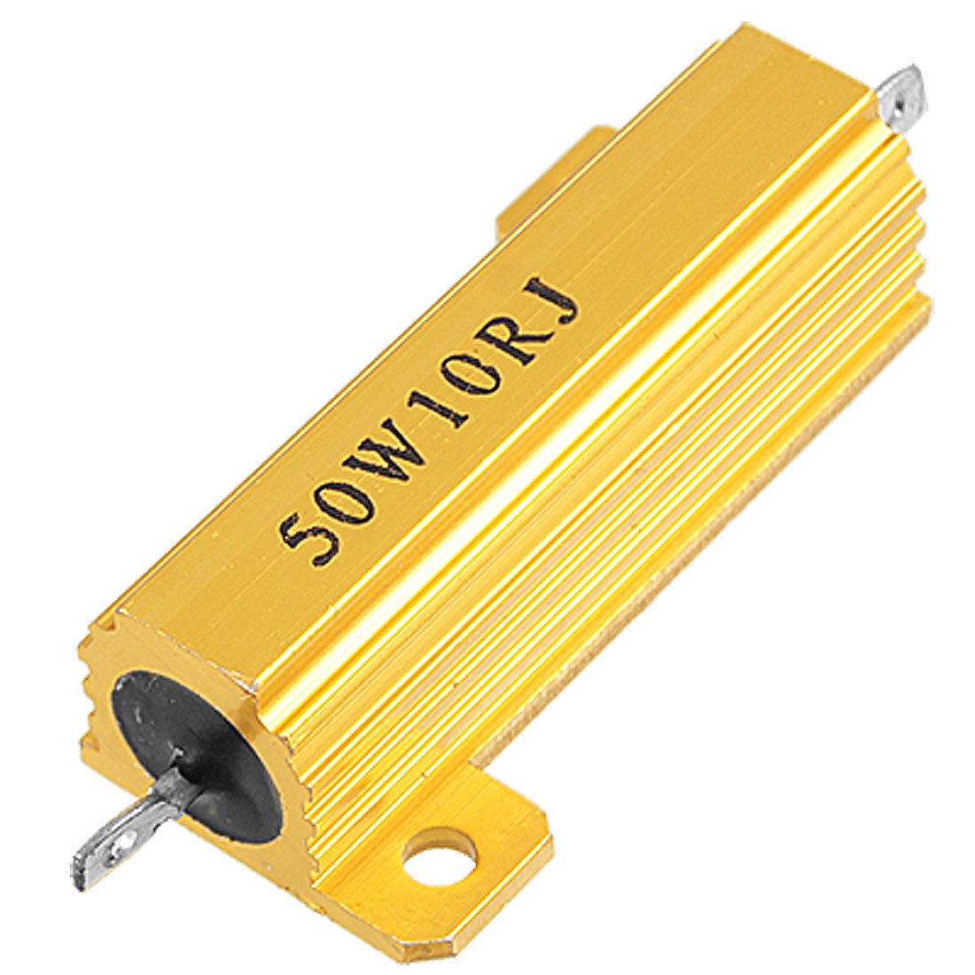 10 Ohm 10R 5% 50 Watt Aluminum Case Power Resistor Gold Tone