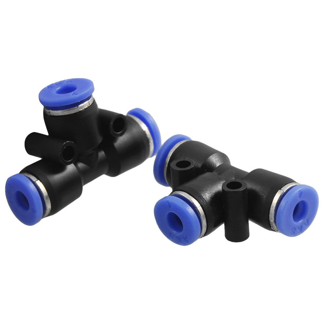 2 Pcs Pneumatic 4mm to 4mm One Touch End T Connector 3 Way Quick Fittings