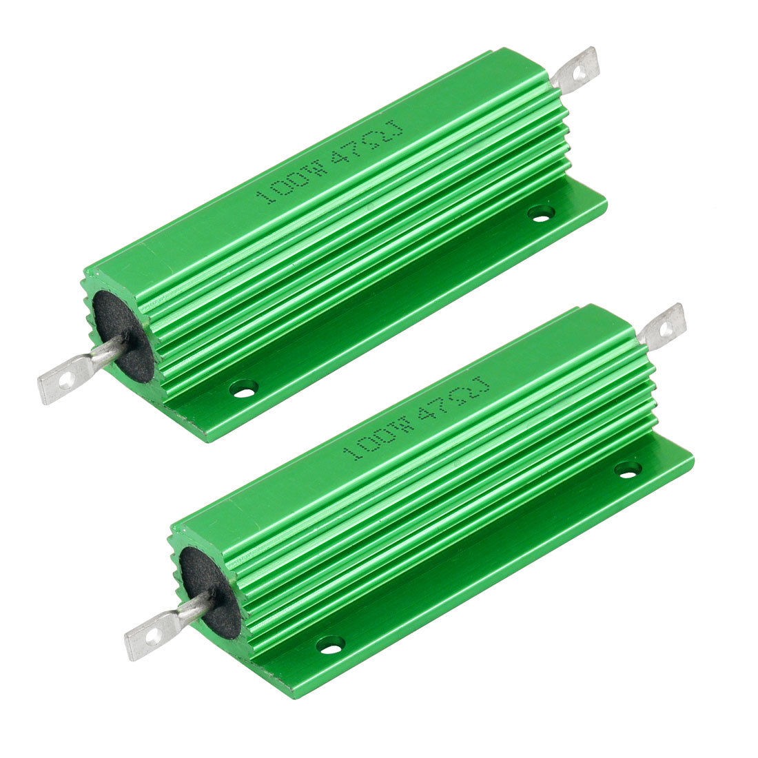 100W 47 Ohm Green Aluminum Housed Wirewound Resistors 2 Pcs