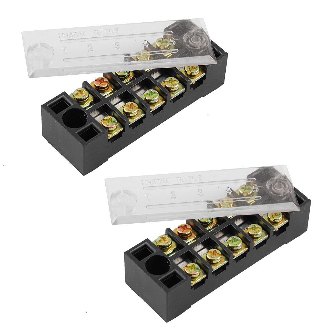 2 Pcs Dual Rows 5 Positions 5P Terminal Blocks Barrier 600V