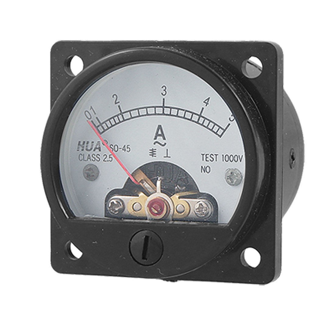 Class 2.5 Accuracy AC 0-5A Round Analog Panel Meter Ammeter Black