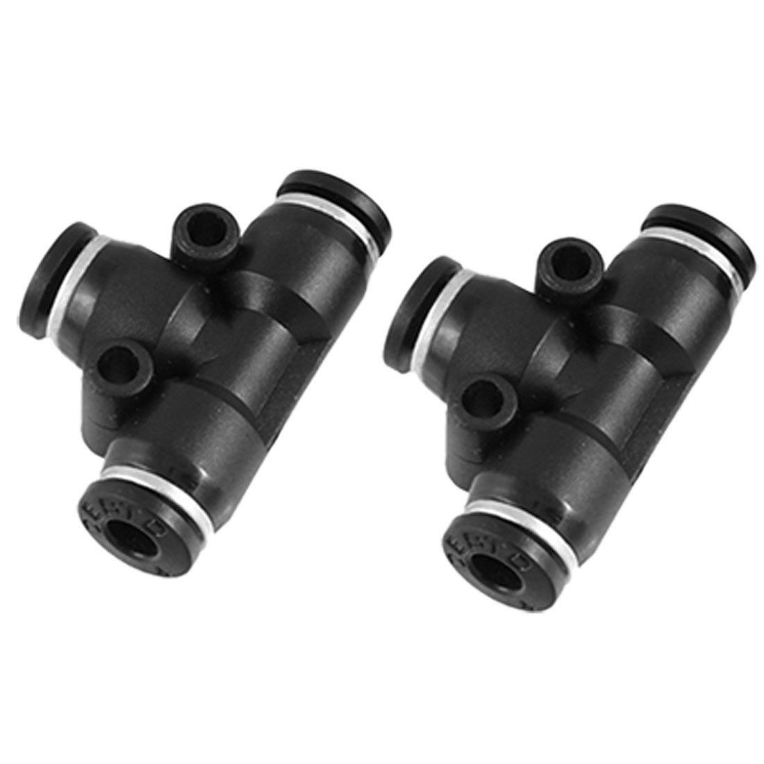 Blk 4mm Push In Connector T Joint Quick Fittings 2 Pcs