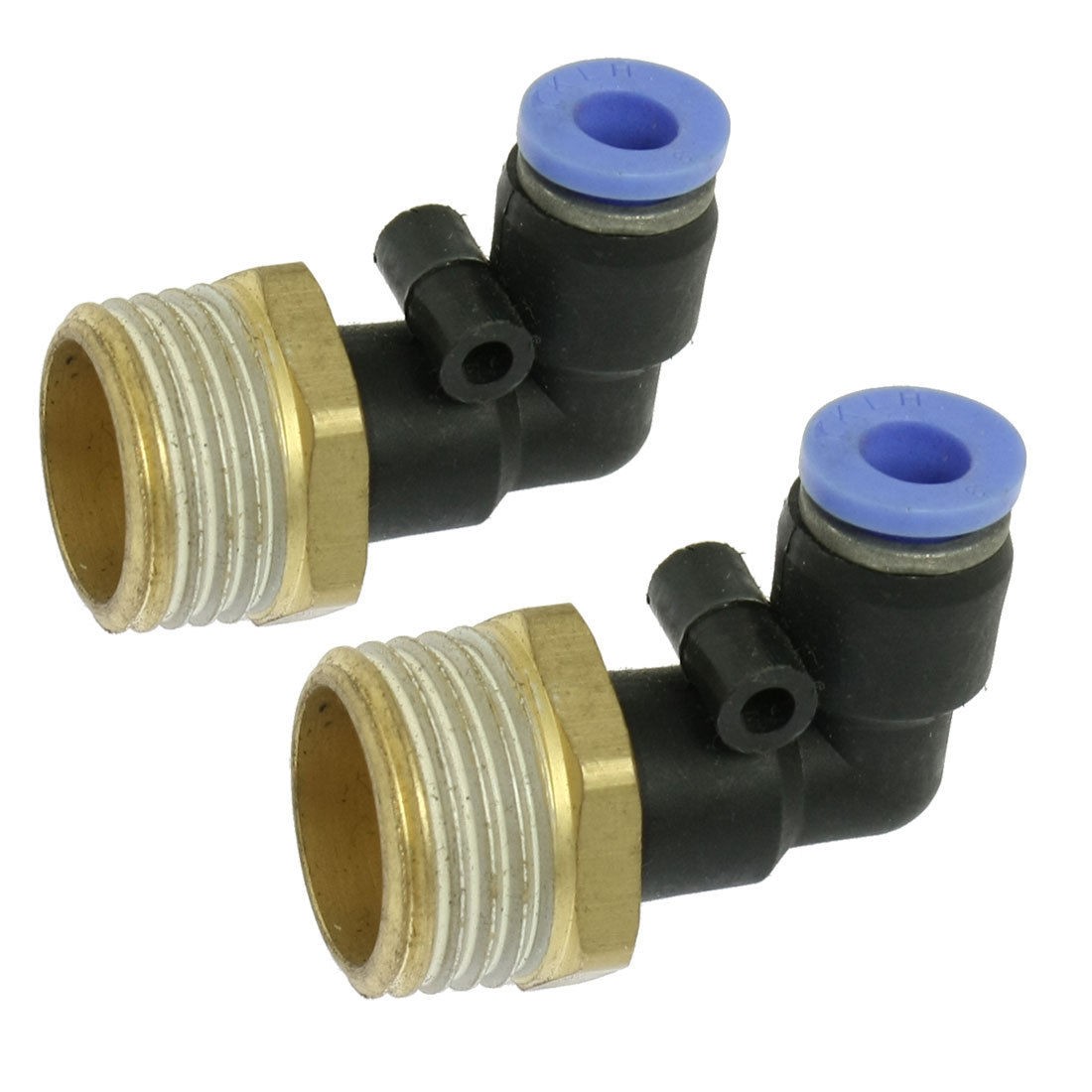 2 Pcs Elbow One Touch Fittings 6mm to 1/2" PT Thread Quick Connector