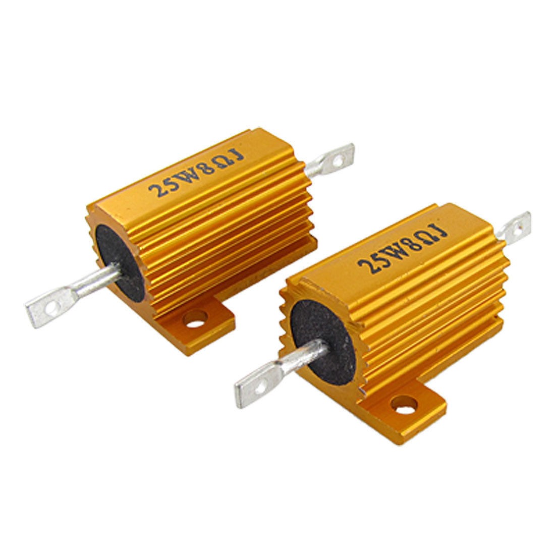Gold Tone 25W 8 Ohm 5% Aluminum Housed Resistors 2 Pcs