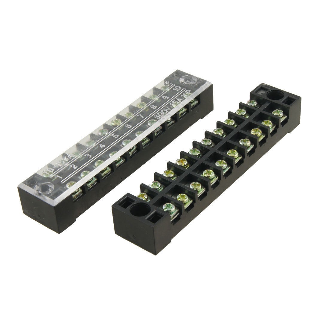 5 Pcs Dual Row 10 Position Screw Terminal Block Connector 600V 15A