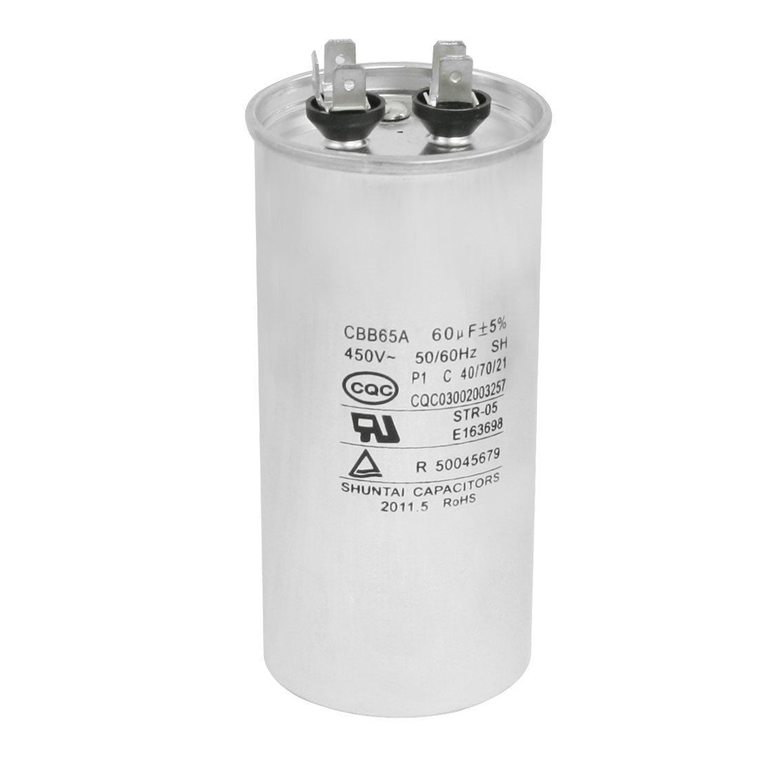 CBB65A Air Conditioner Cylindrical Motor Run Capacitor 60uF Silver Tone