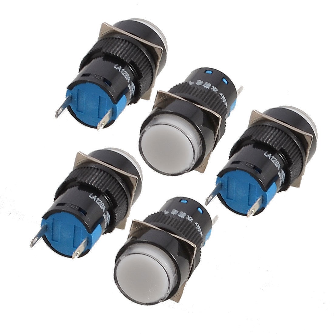 5 Pcs White Round Cap 2 Pins Fault Signal Lamp Indicator Light DC 12V