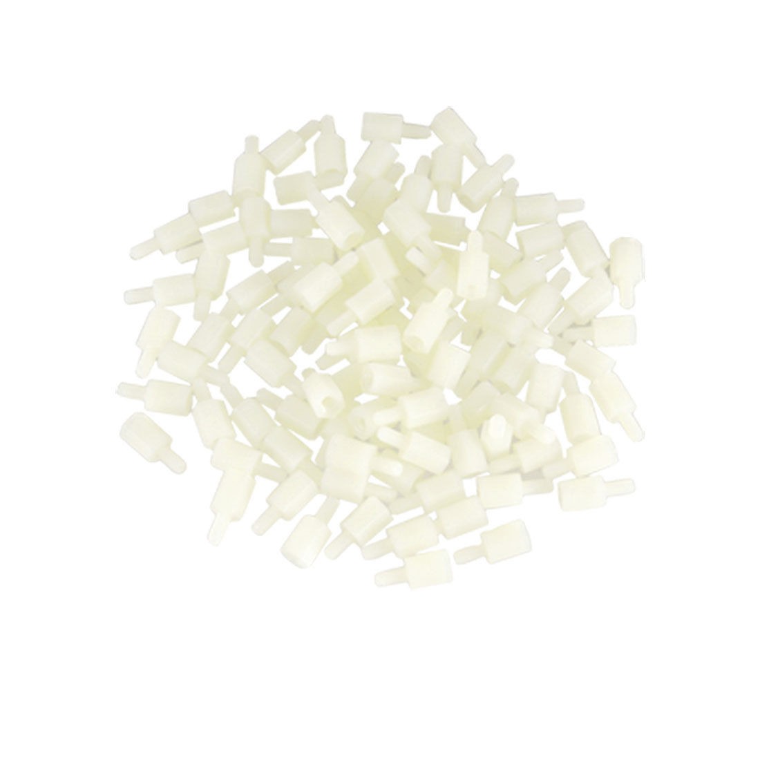 100 Pcs 14 x 6mm Offwhite Plastic Hex Threaded Spacers
