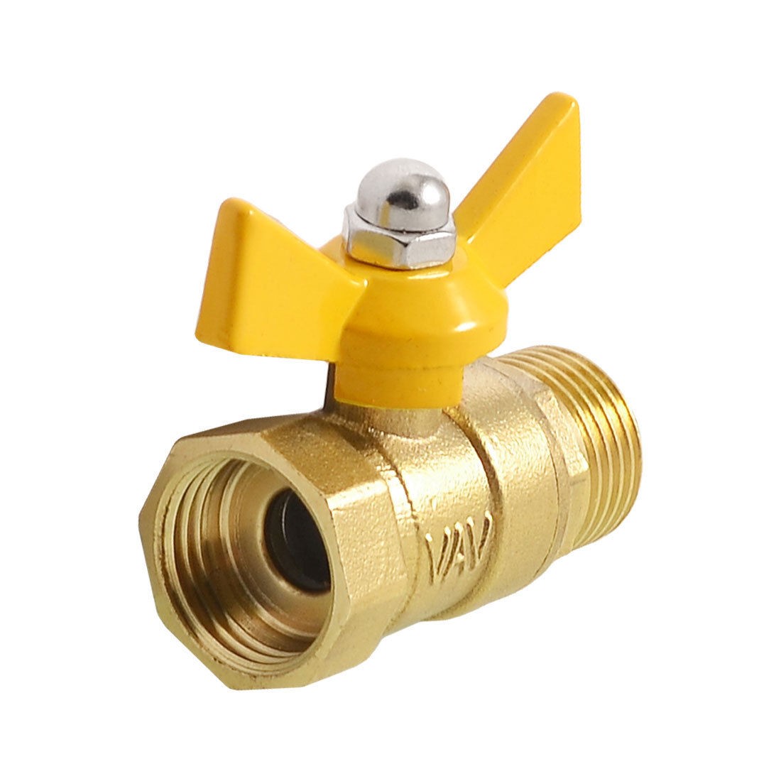 3/8" Female to 1/2" Male PT Yellow Tee Handle Full Port Ball Valve