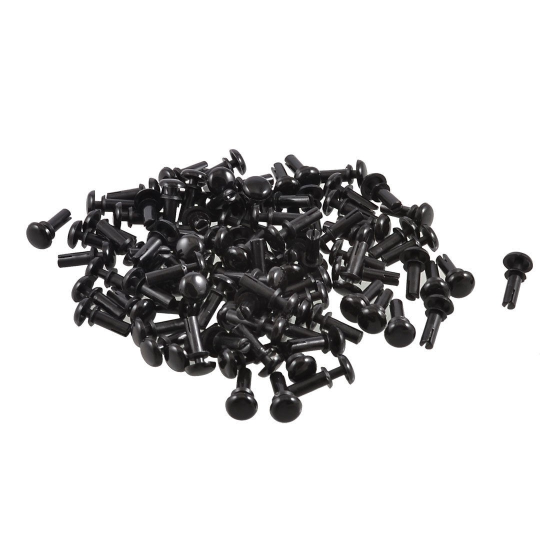 100 Pcs Black Nylon 3.0mm Bottom Dia Push Clips Rivets Fasteners R3080