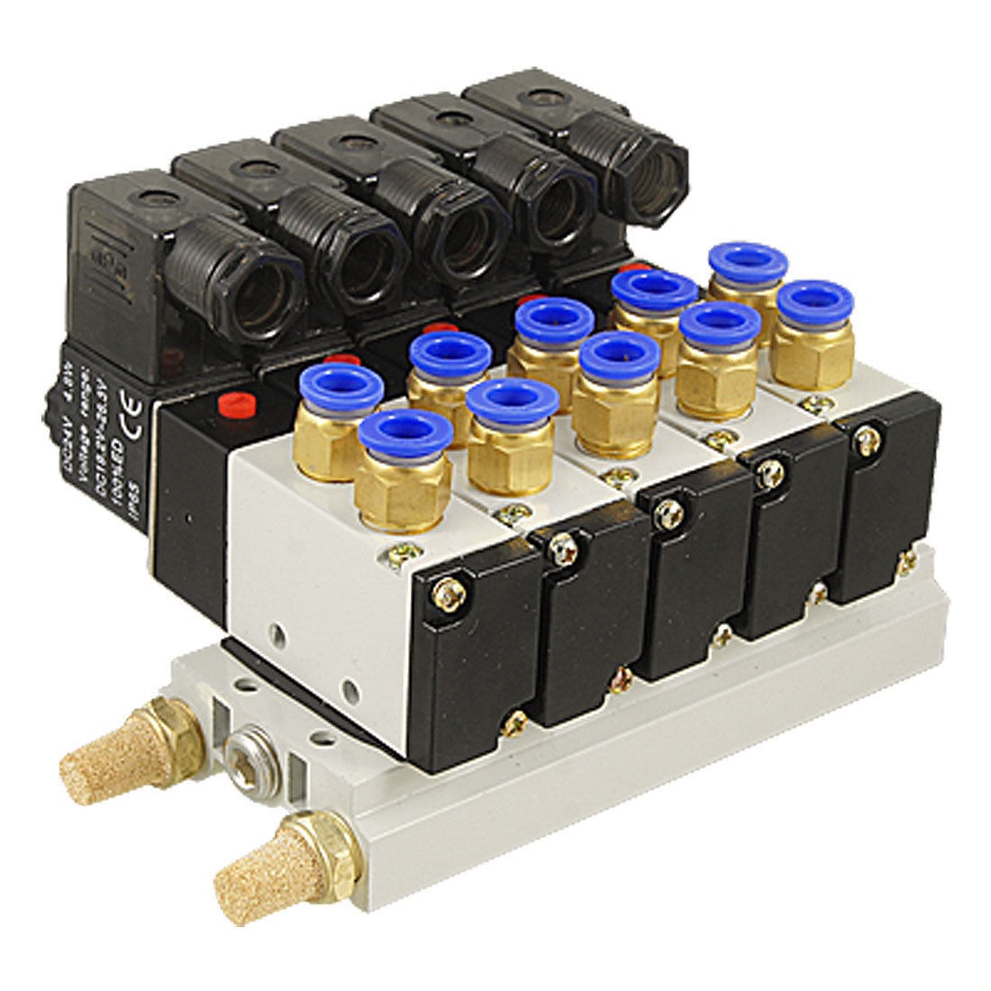 DC 12V Single Head 2 Position 5 Way 5 Pneumatic Solenoid Valve w Base Aywvu