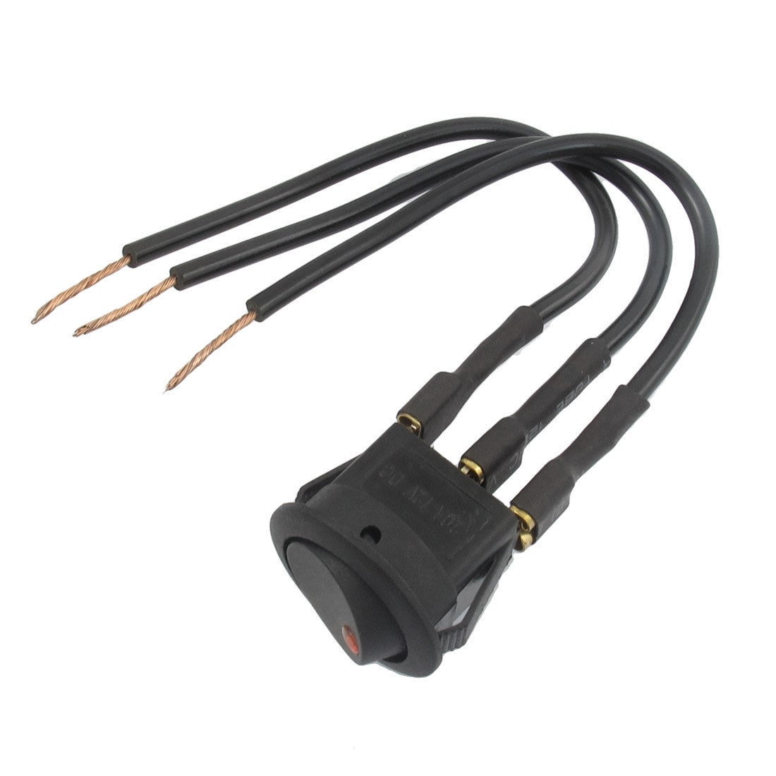 19x12mm DC 20A/12V 3 Wired Red Neon Lamp SPST On/Off Boat Rocker Switch