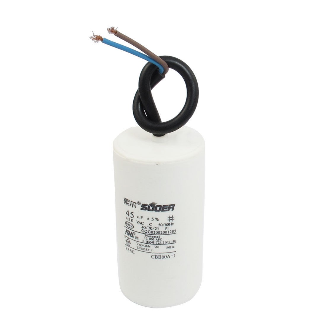 CBB60A-1 AC 450V 50/60Hz 45uF Polypropylene Film Motor Running Capacitor