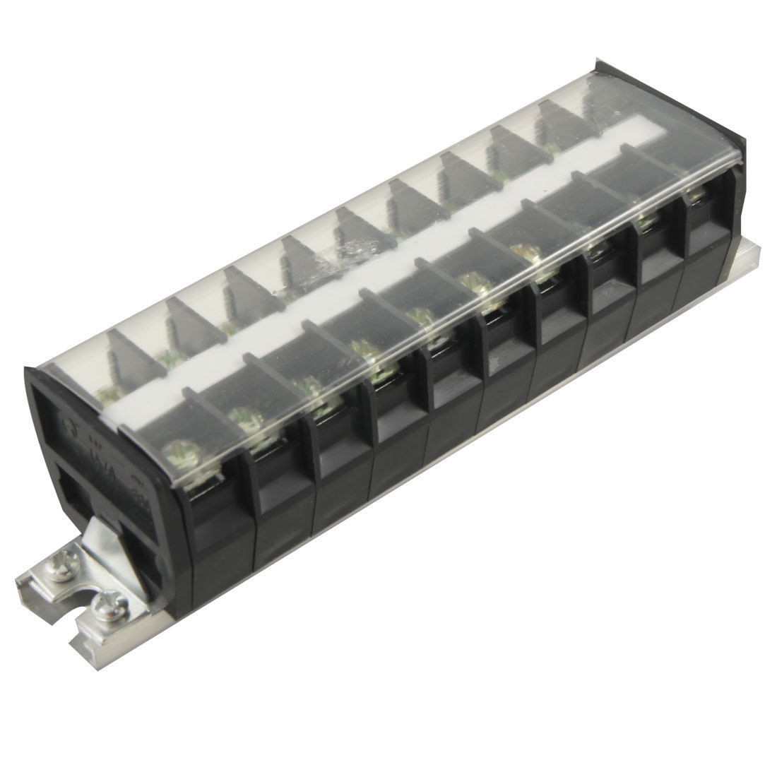 Dual Row 10 Position Screw Terminal Covered Barrier Strip 660V 30A