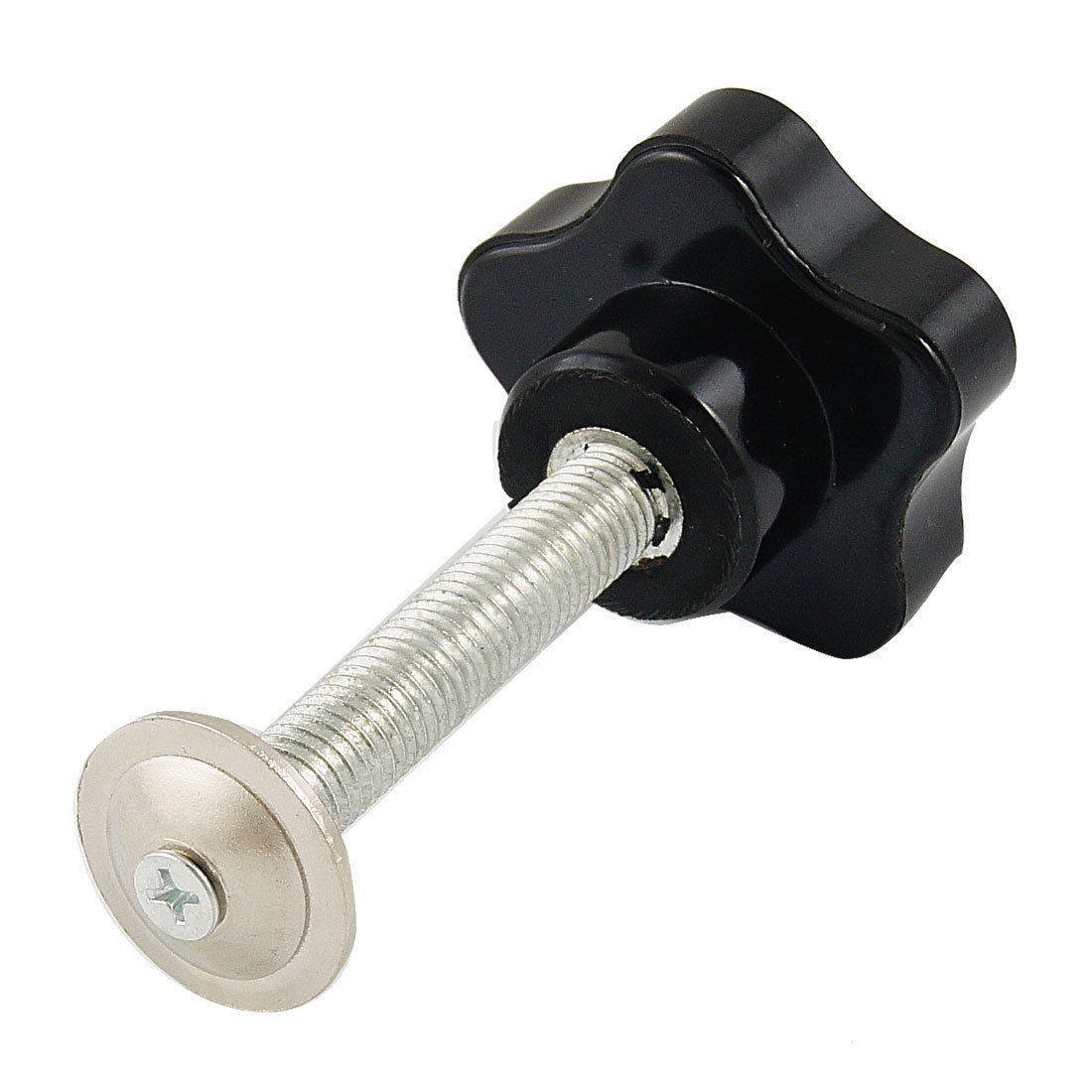 10mmx60mm Male Threaded Clamping Sar Knob Silver Tone Black