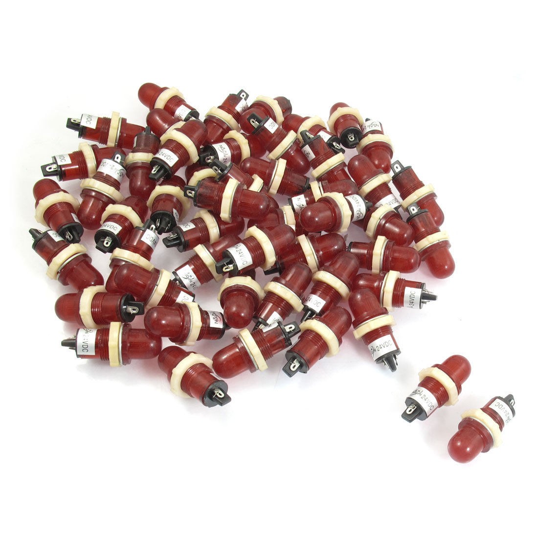 50 Pcs Red Round Head Indicator Signal Pilot Light Lamp DC 24V 15mm XD15-2