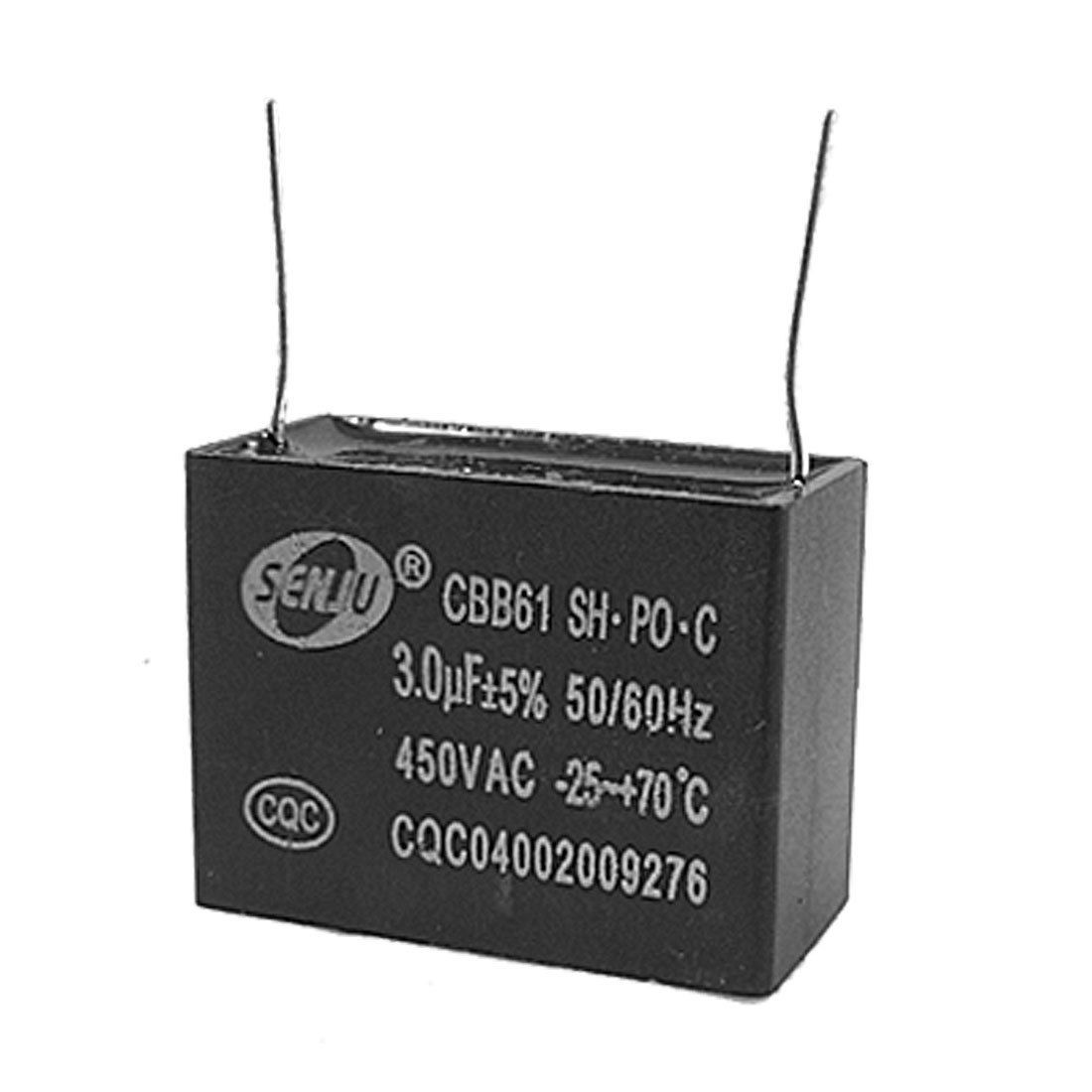 Fan 2 Terminals 3uF 5% Polypropylene Film Motor Run Capacitor