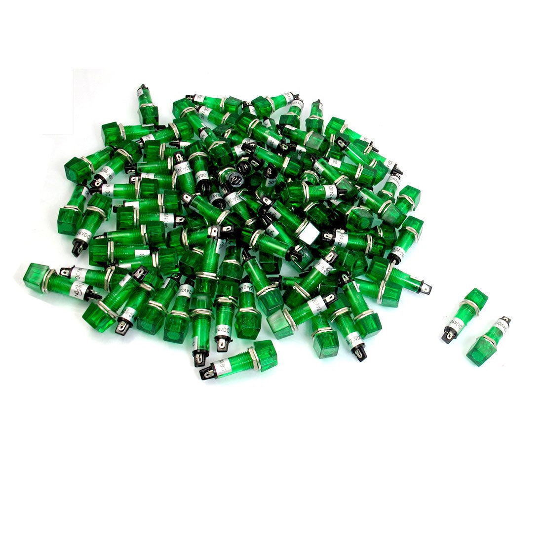 100 Pcs Green Recessed Mount Signal Indicator Light Lamp Pilot DC 24V 9mm XD10-4