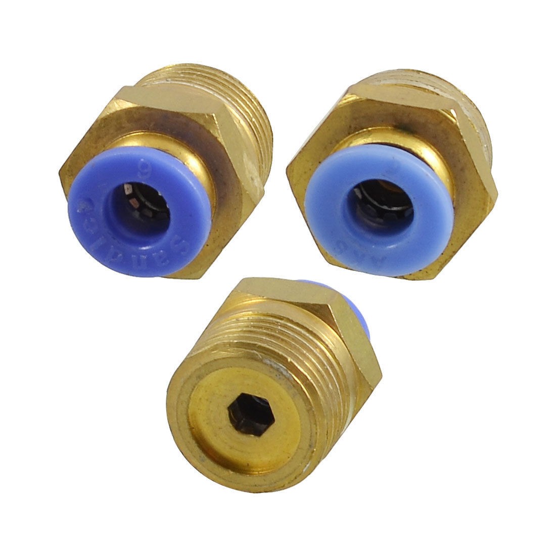 3 x 6mm Tube Pneumatic Straight Quick Coupling 3/8" PT Thread Brass Fittings