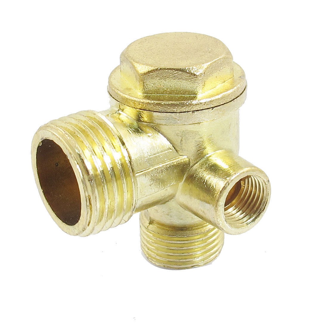 Gold Tone Metal 1/2" PT Air Inlet 3/8" PT Air Outlet Gas Valve