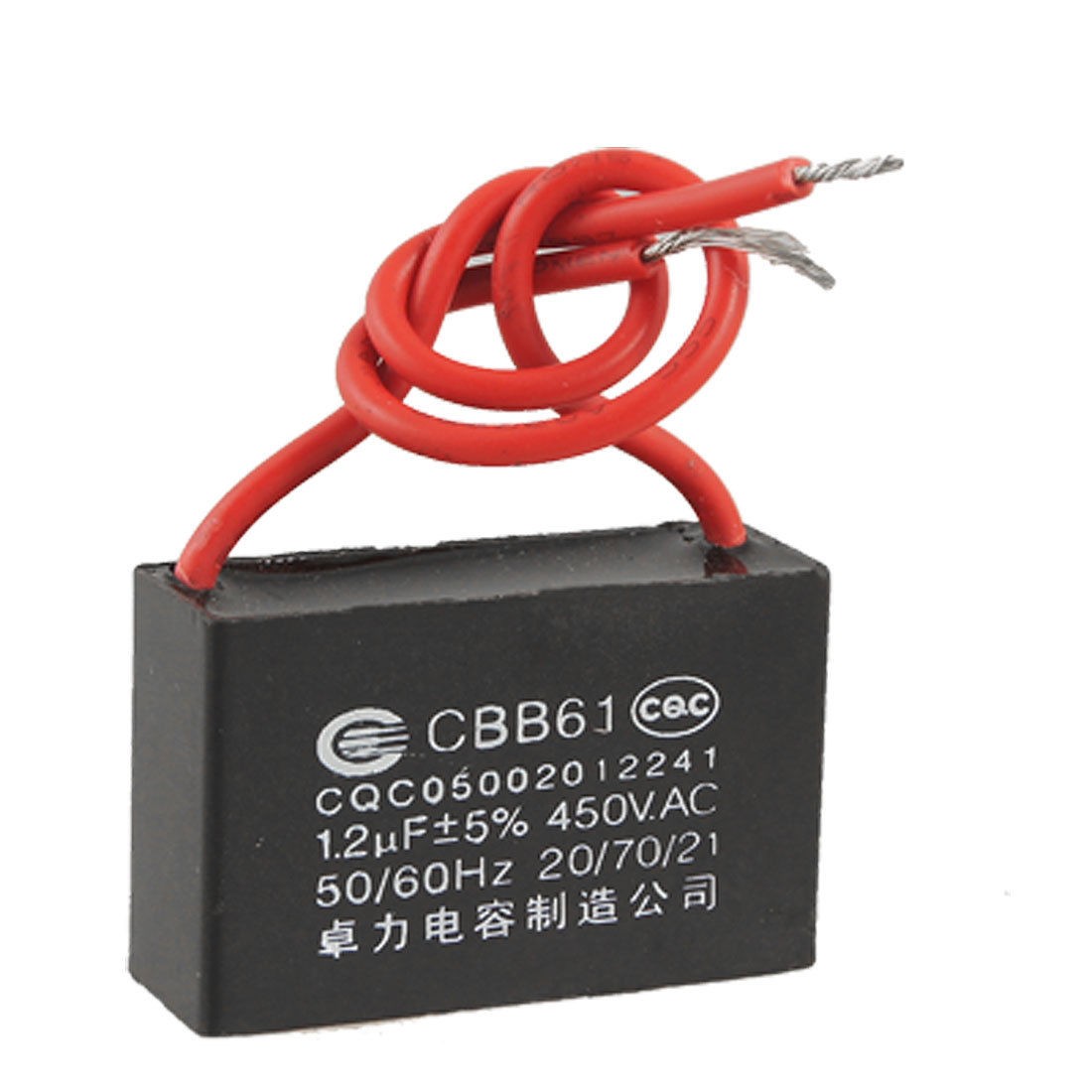 1200nF 1.2uf 450VAC 50/60Hz 2 Wire Fan Capacitor CBB61
