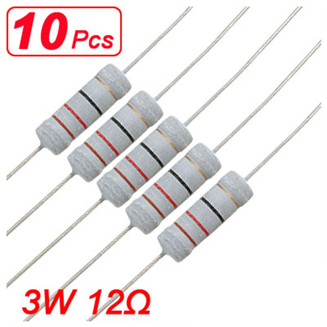 10 x 3W 500V 12 ohm Metal Oxide Film Resistors Through Hole