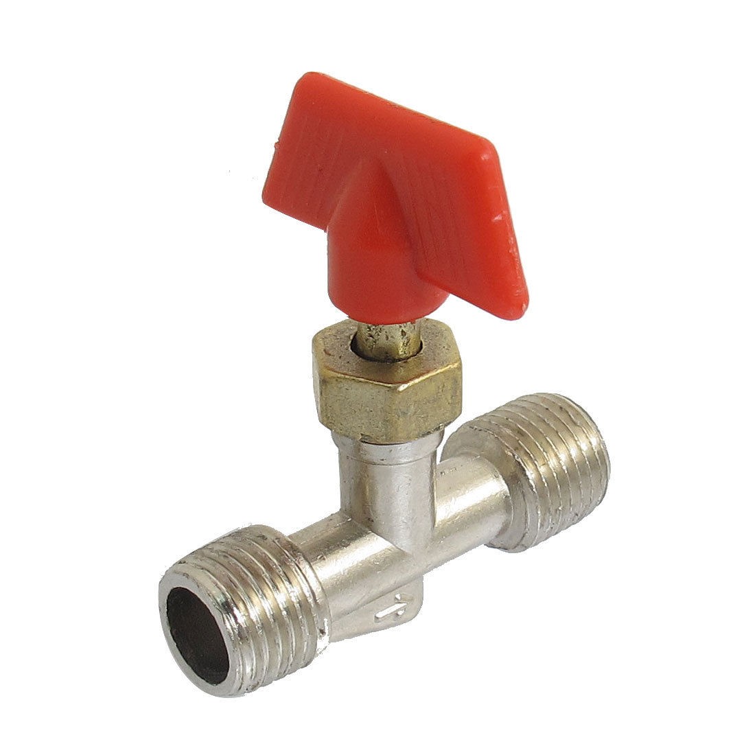 Silver Tone Metalic 1/4"PT Male Thread Output Hole 1/4"PT Input Hole Gas Valve