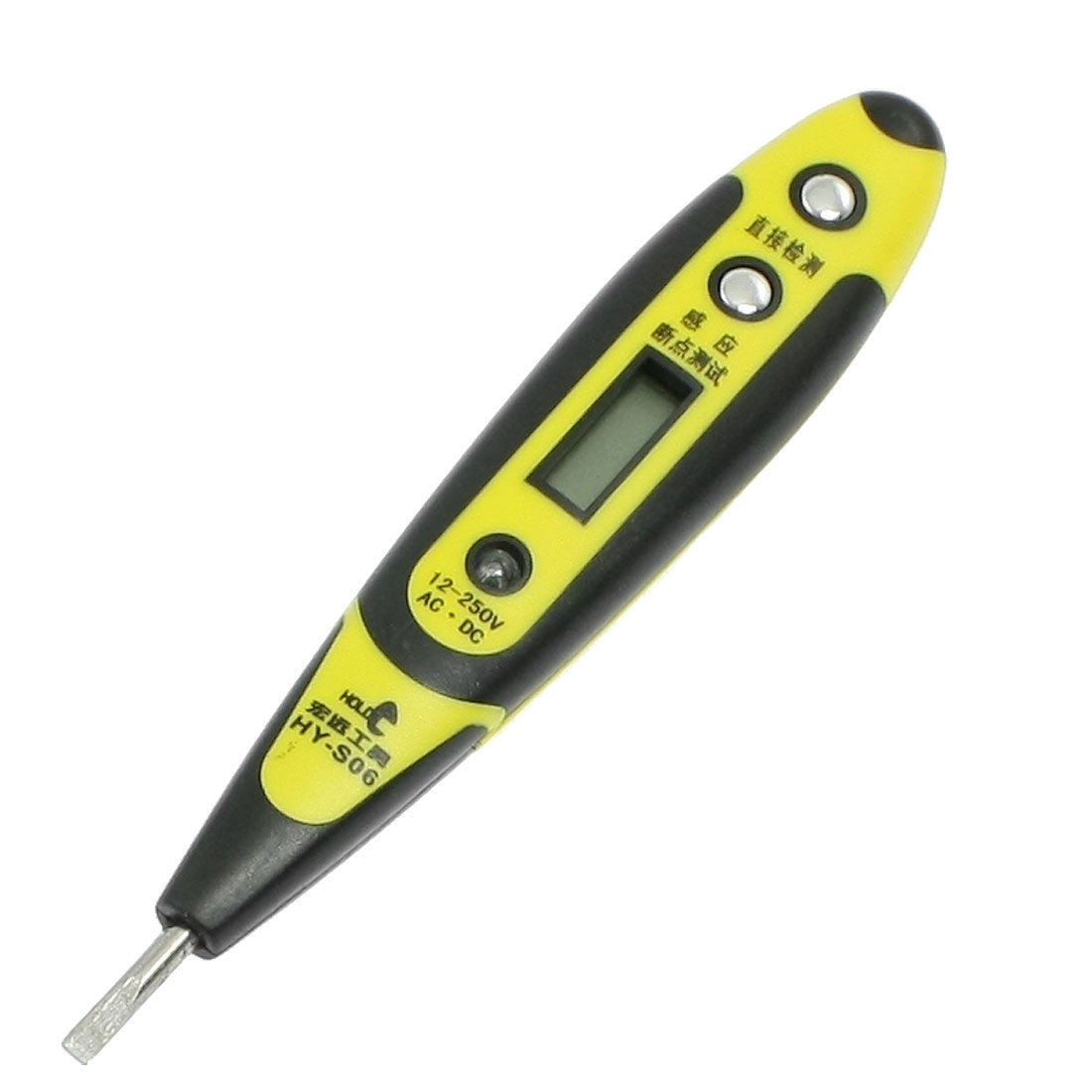 Yellow Black 12-250V Digital LCD Display Voltage Test Pen