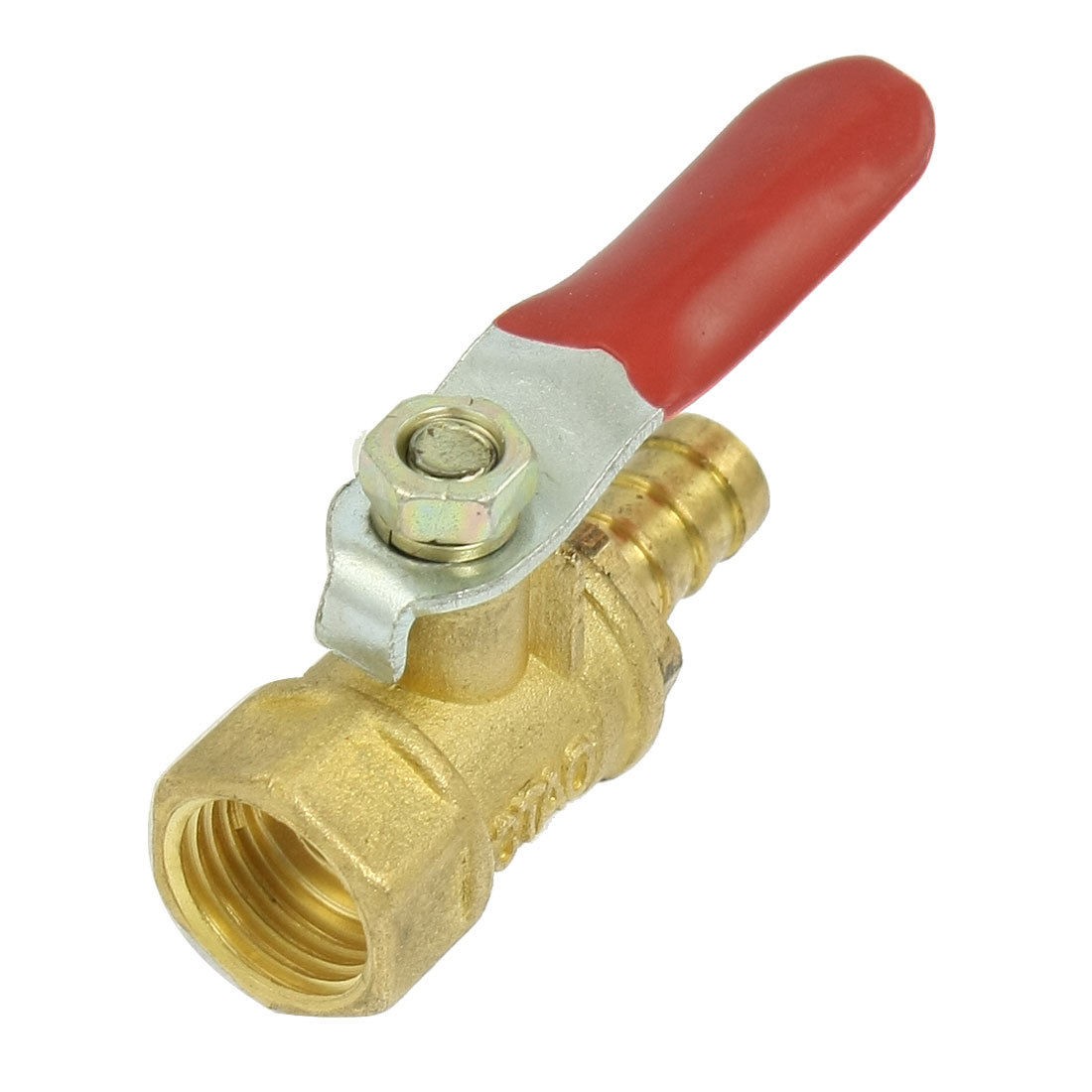 Red Handle 0.45" Female Thread to Hose Tail 0.31" OD Gas Flow Hole Ball Valve