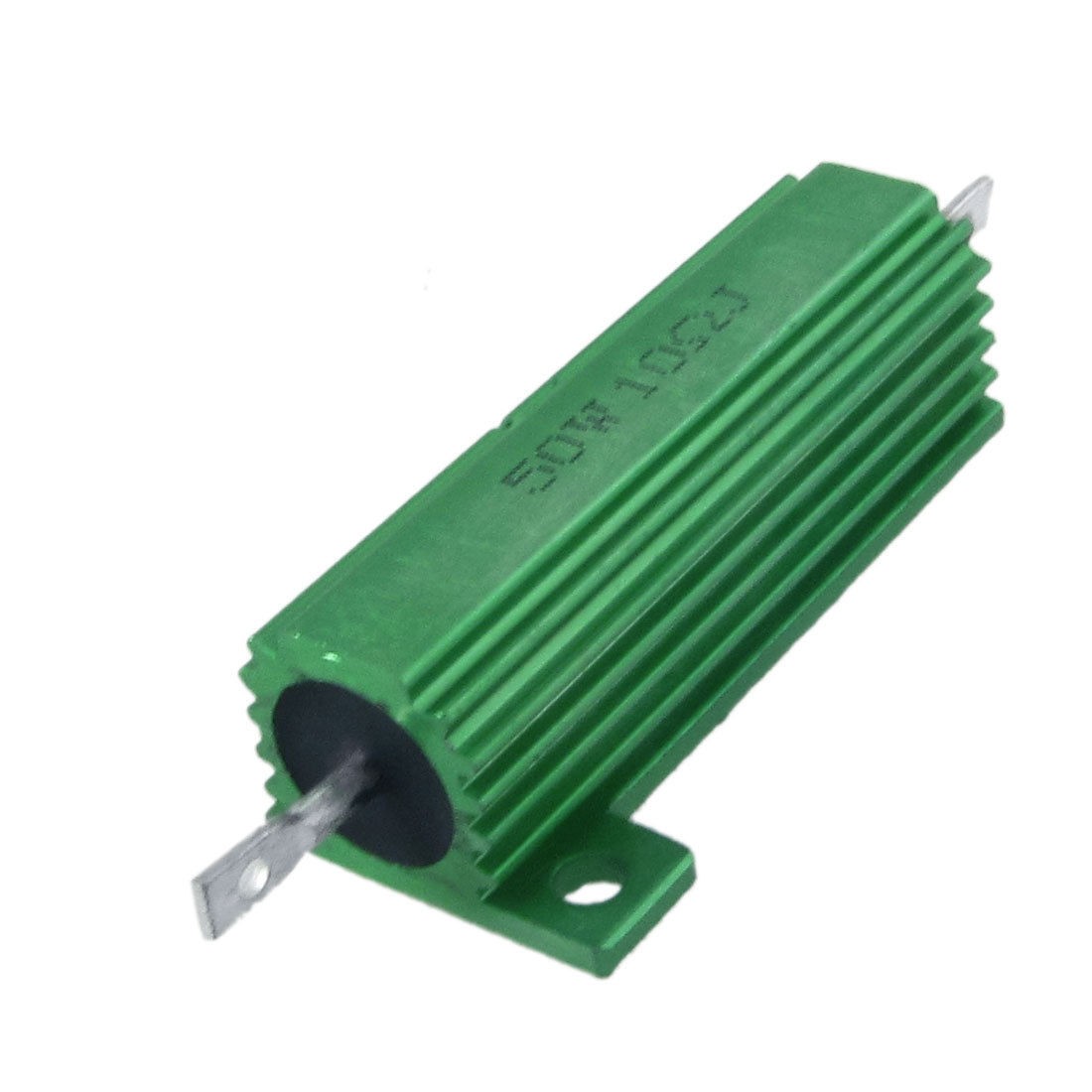 2 x Chassis Mounted 50W 10 Ohm 5% Aluminum Case Wirewound Resistors Green