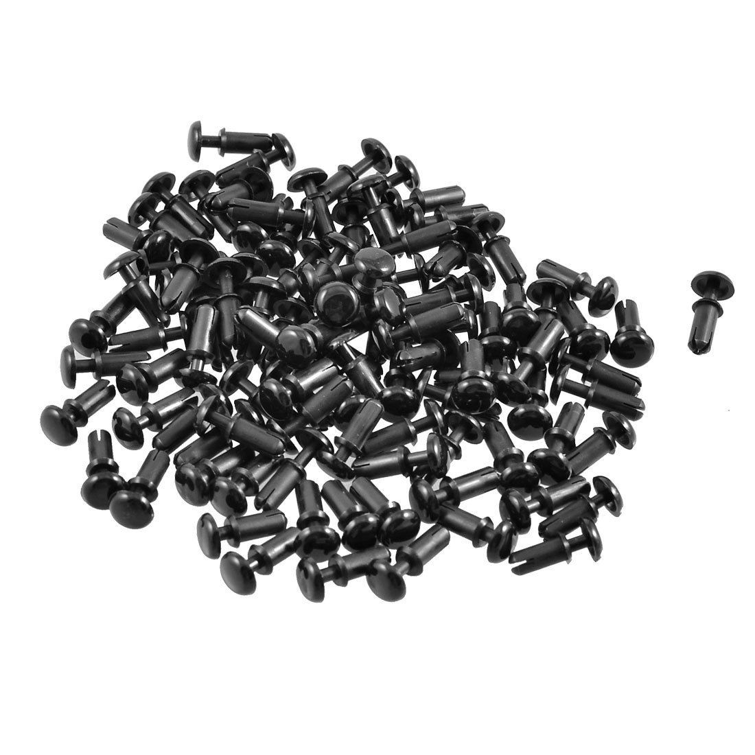 200 Pcs PCB 8.0mm Push in Height Nylon Retainer Clips Fasteners Rivets Black