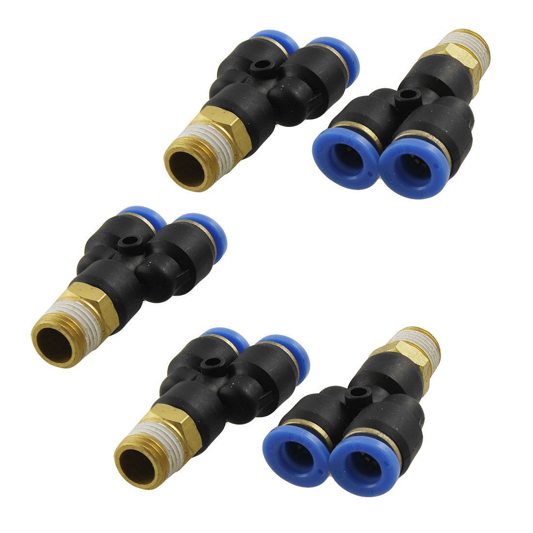 5 Pcs 8mm x 1 4" PT Push in One Touch Y Shaped Quick Fittings