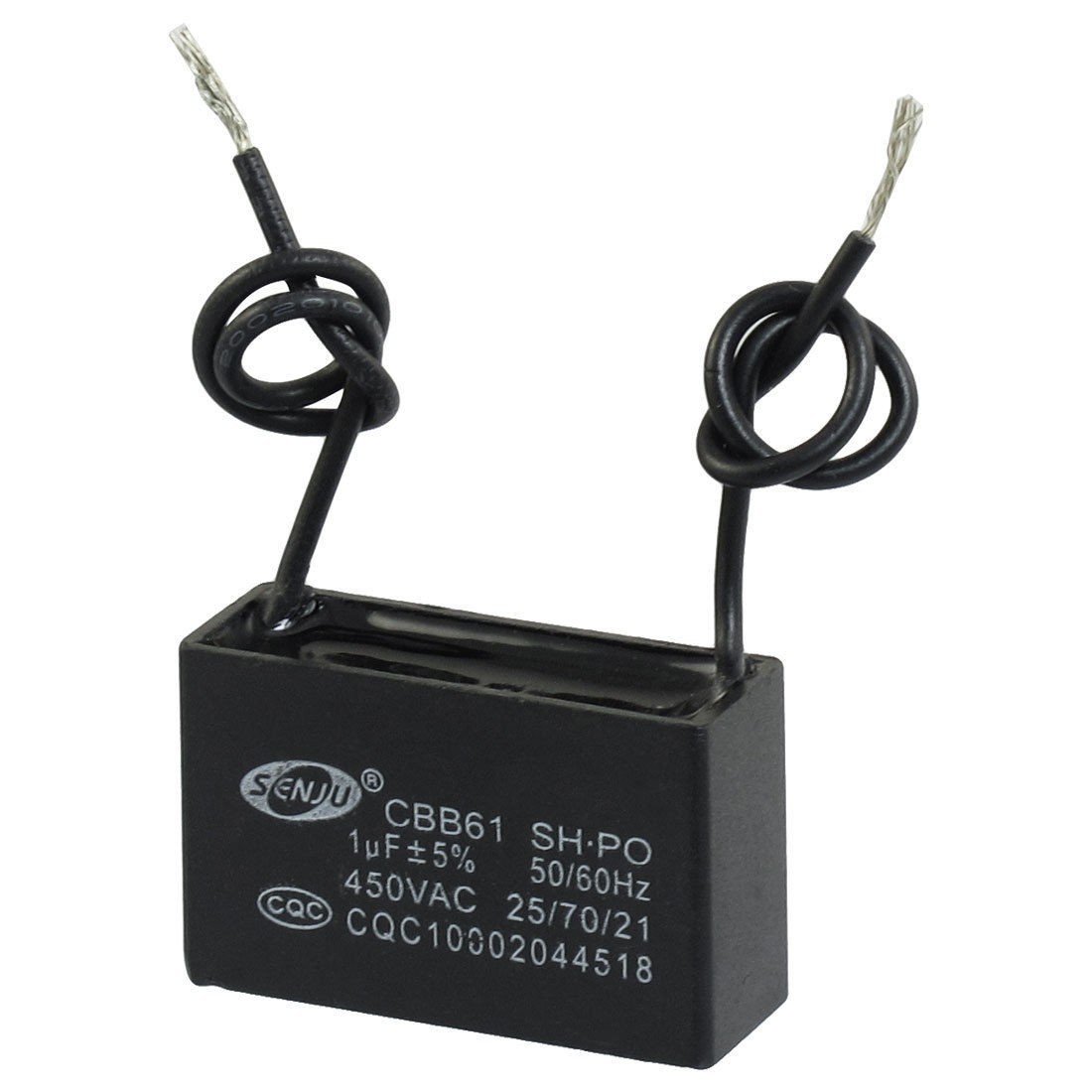 CBB61 1uF AC 450V Rectangle 2-Wire Non Polar Motor Run Capacitor