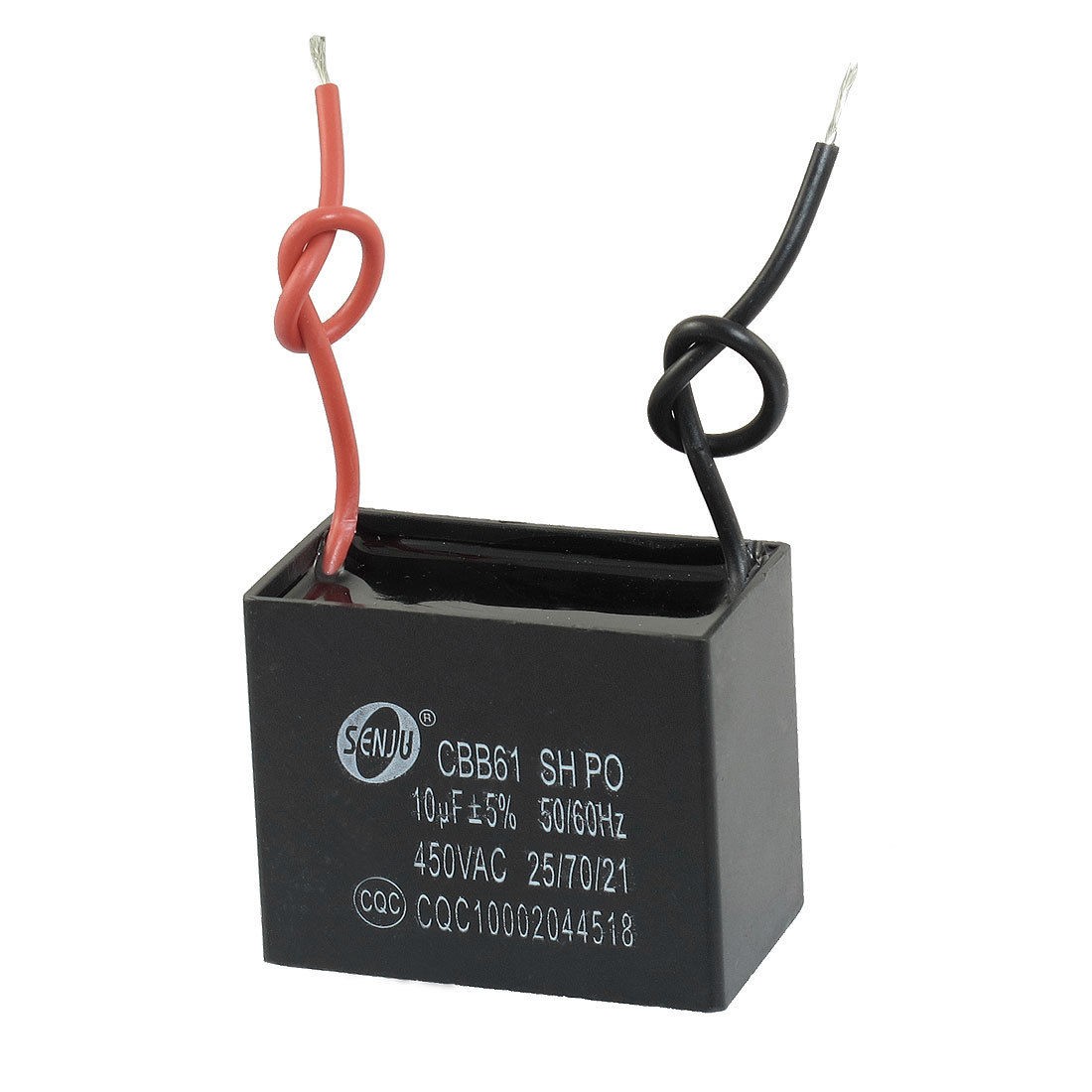 CBB61 10uF AC 450V Rectangle 2-Wire Non Polar Motor Run Capacitor