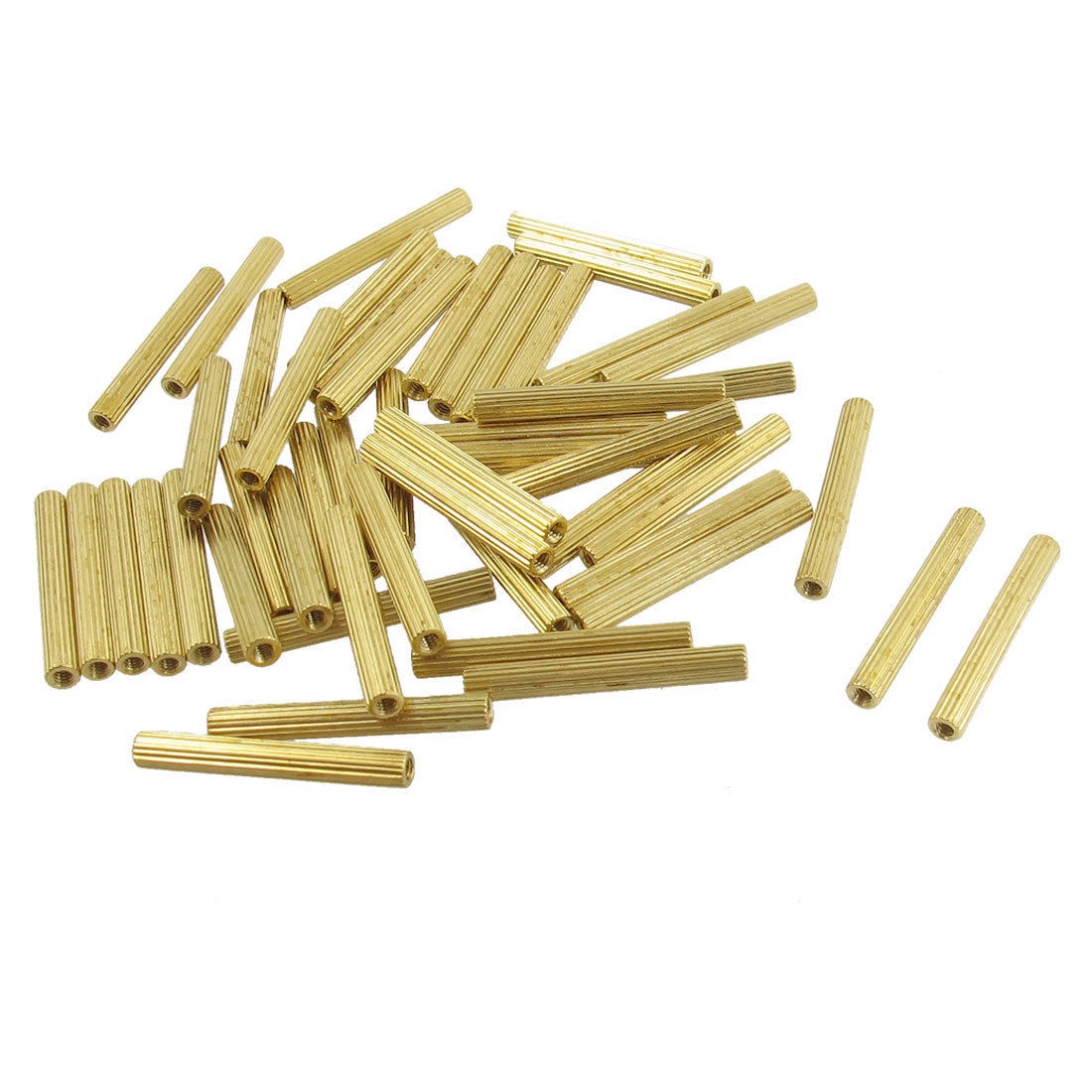 50 Pcs Female Threaded Pillars Brass Standoff Spacer Gold Tone M2x24mm