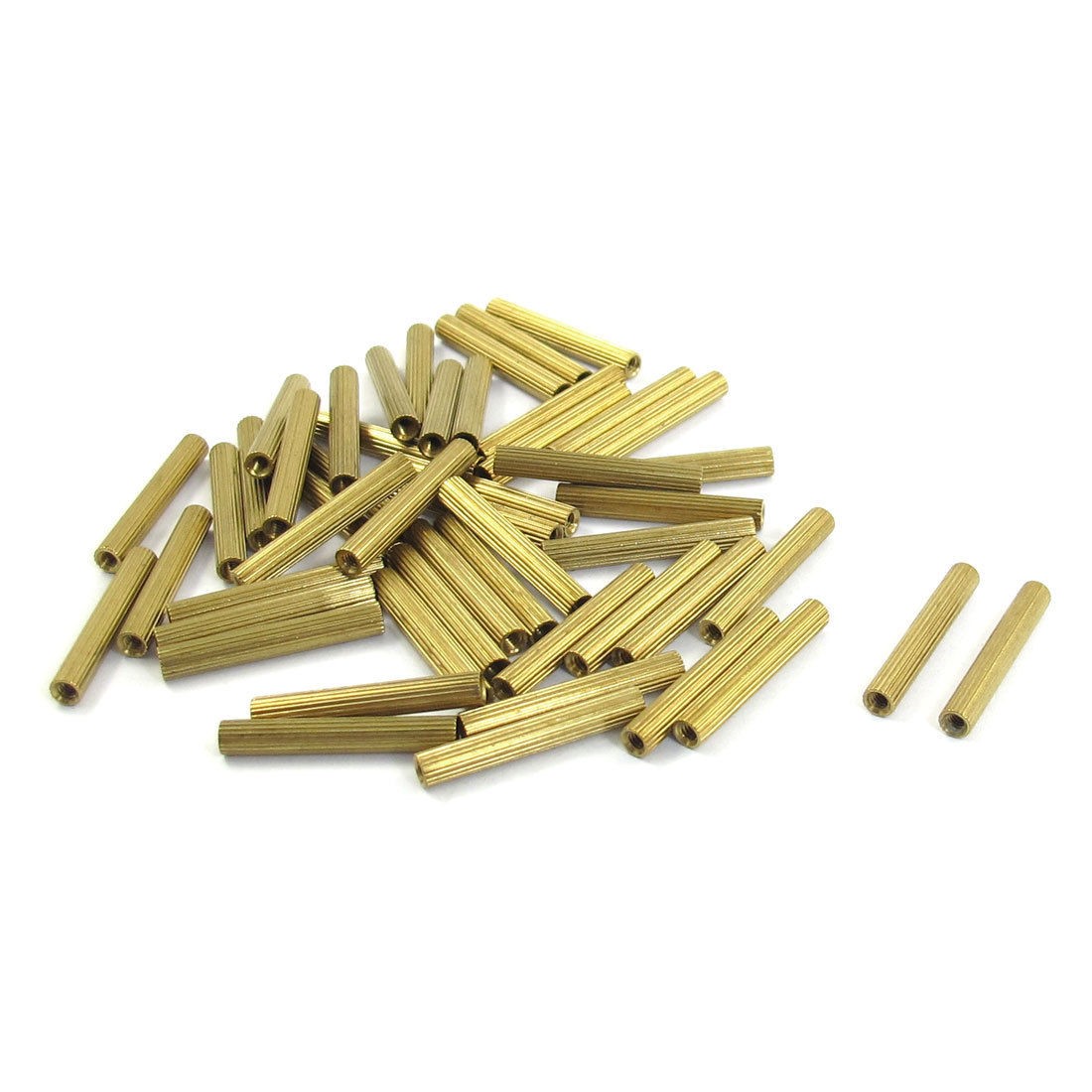 50 Pcs Female Threaded Pillars Brass Standoff Spacer Gold Tone M2x21mm