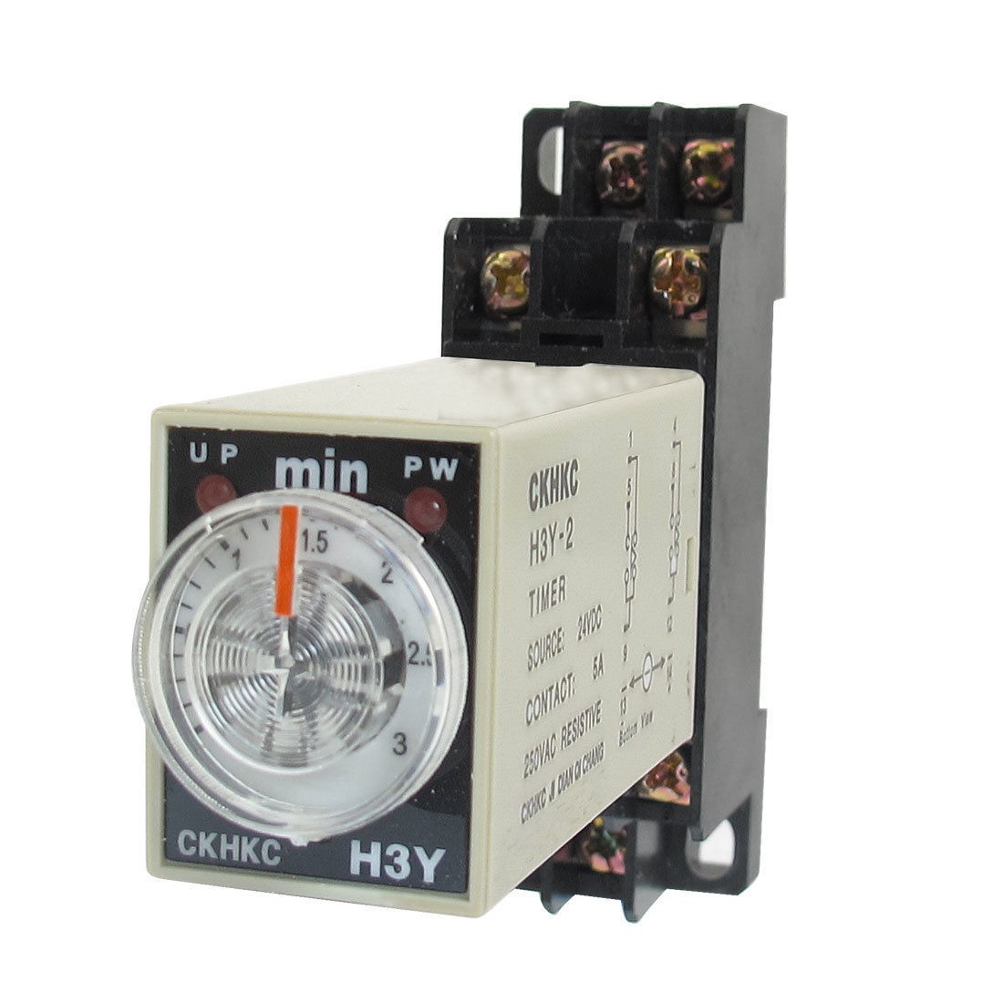 DC 24V H3Y-2 0-3 Minutes 3Min DPDT 8 Pins Power on Time Delay Relay w Socket