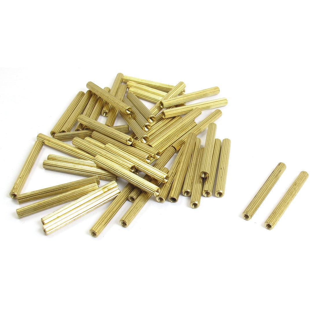 50 Pcs Female Threaded Pillars Brass Standoff Spacer Gold Tone M2x27mm